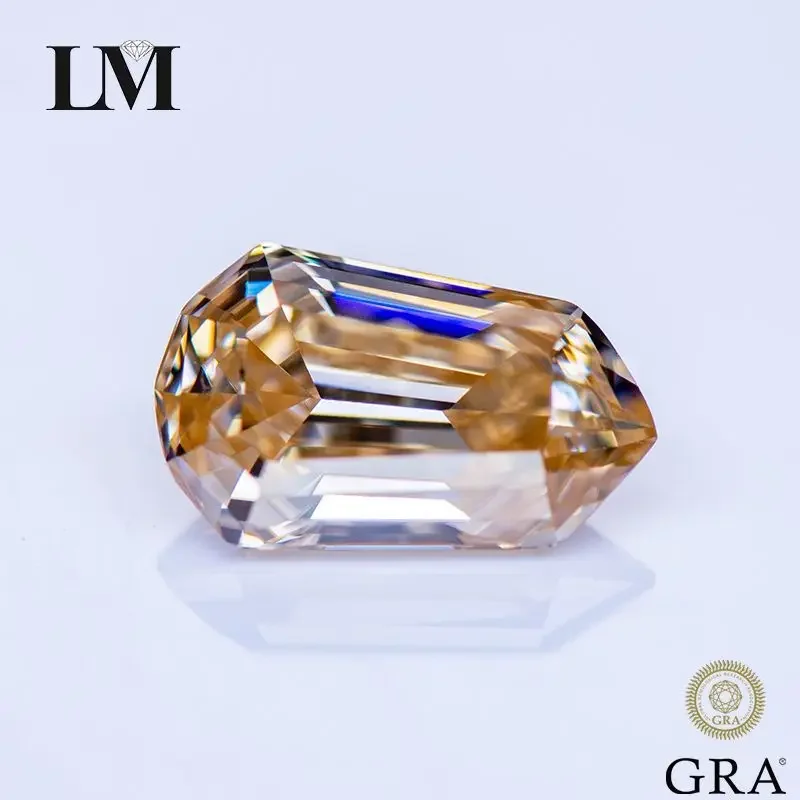 

Moissanite Stone Natural Color Champagne Peltate Cut Lab Grown Diamond Advanced Jewelry Making Materials with GRA Certificate