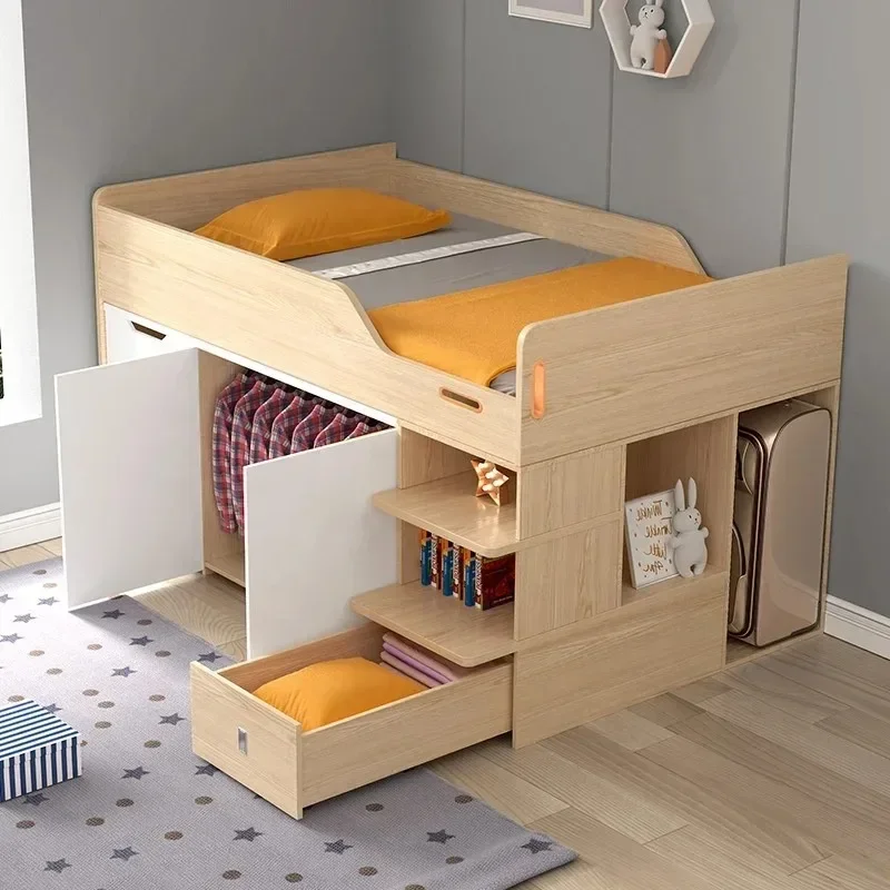 Top Quality Children's Bed Multi-functional Half-height Bed, Space-saving Combination Set Bed Bunk Bed with Desk for Kids