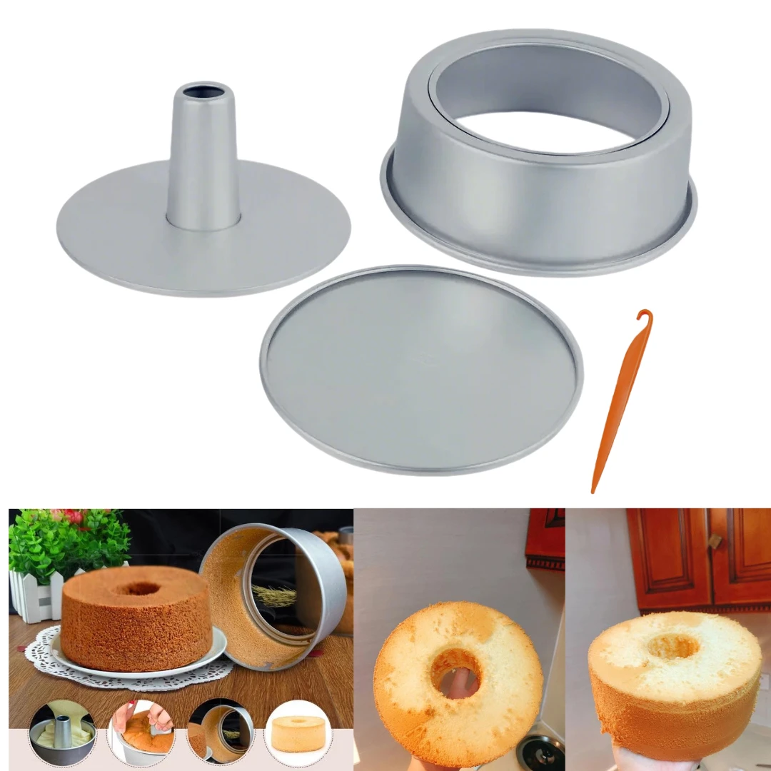 

6/8inch Hollow Chiffon Cake Mould Removable Non-Stick Round Chiffon Cake Pudding Baking Mould DIY Cake Baking Kitchen Tools/3pc