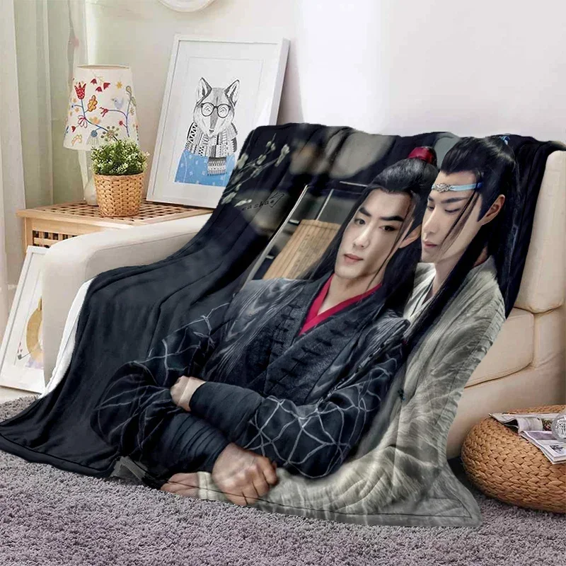 Drama The Untamed xiao zhan wang yi bo Soft Throw Blanket Throw Blanket Soft Cartoon Printed Bedspread Bedspread Sofa Gift@0 #