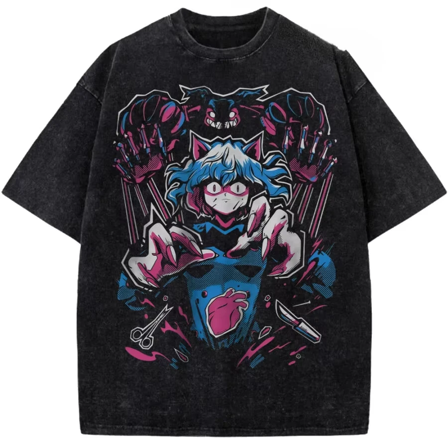 Hunter x Hunter Nephepitou Anime T-Shirt Unisex Washed Cotton Retro Oversized Casual Short Sleeve Retro 2026 Summer Hot Sale