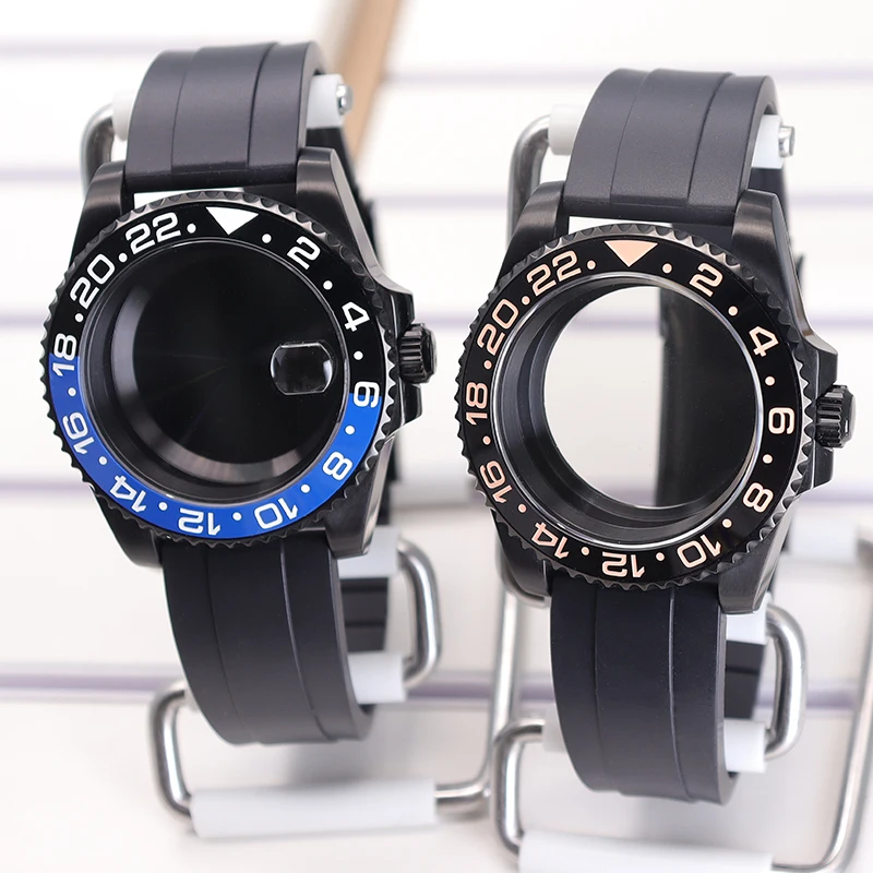 NH35 40mm Uhrengehäuse mit Gummiarmband für SUB GMT NH34 NH35 NH36 NH39 4R36 NH70 NH72 Miyota 8215 ETA 2824 Unidirektional 120 Klicks – Detail 5