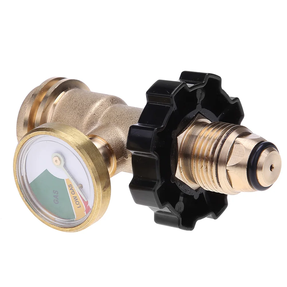 1-5pcs POL Propane Gas Gauge Meter Tank Built-in Leak Detector Propane Tank Adapter Universal Pressure Gauge Connector for QCC1