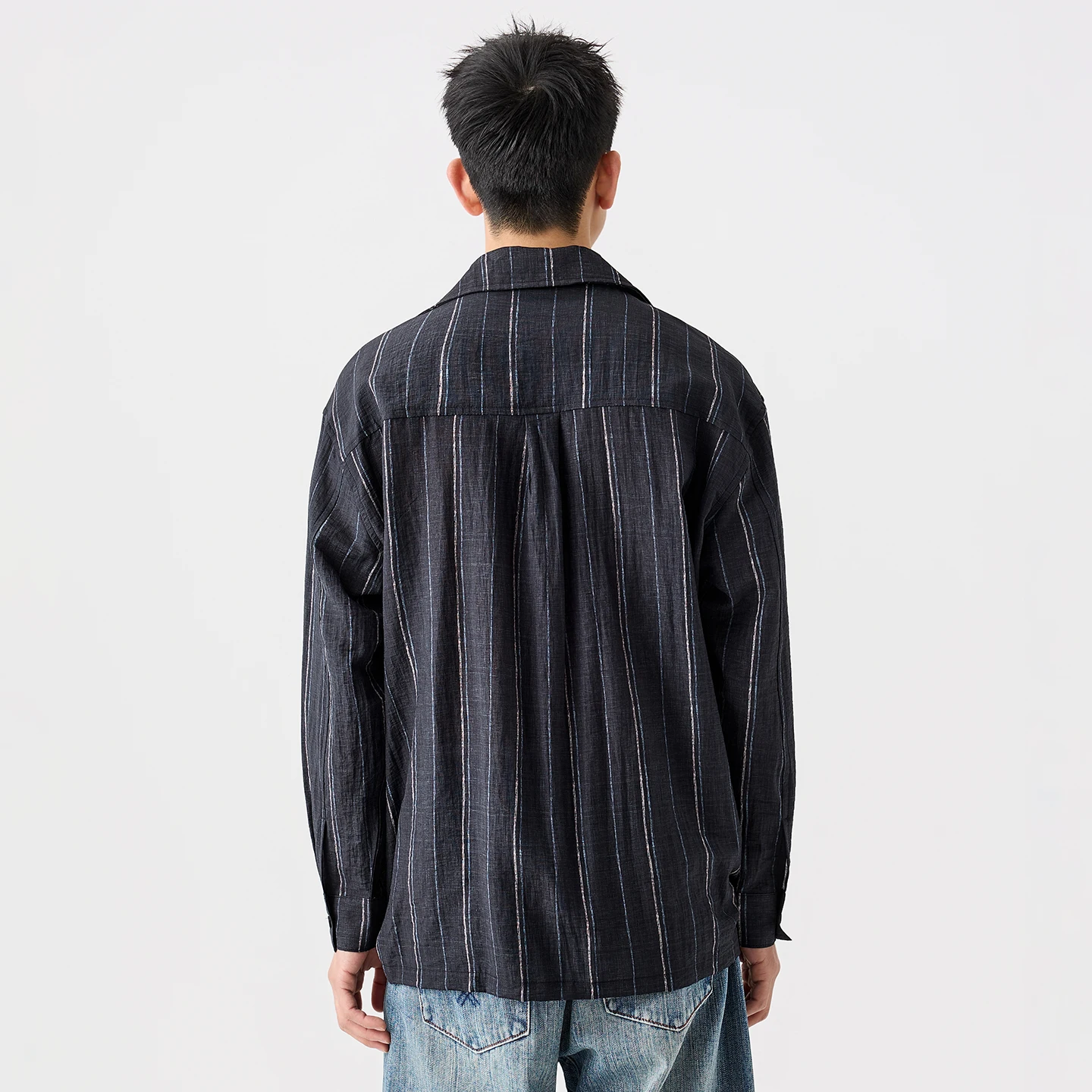 Men Splice Fashion Long Sleeve Loose Casual Vintage Pullover Stripe Shirts Male Plus Size Cargo Shirts Blouses Tops Clothing