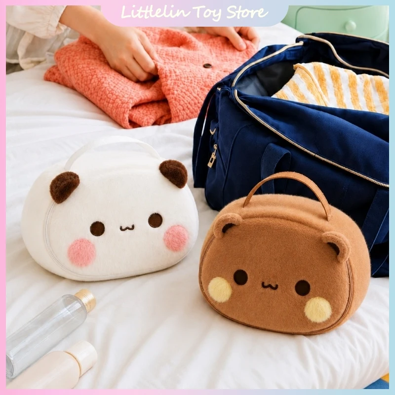 Genuine Yier And Bubu Plush Cosmetic Bag Portable Travel Makeup Storage Bag Cartoon Large Capacity Pouch Ornament Birthday Gift