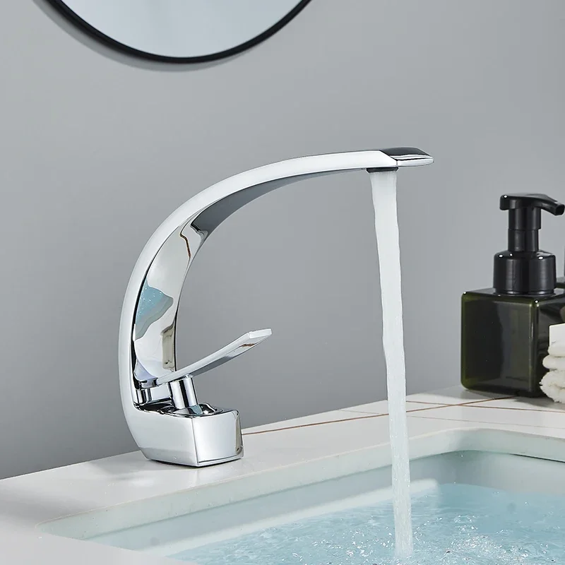 

Vidric Chrome And Multicolored Brass Bathroom Faucet Basin Sink Faucet Single Handle Cold And Hot Mixer Taps Beautiful Curve Des