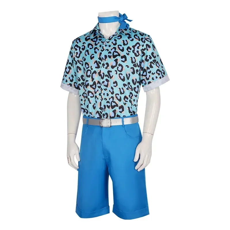 New 2025 Movie Barbier Ken Cosplay Costume Shirt Short Belt Outfits Fantasia Men Boys Halloween Carnival Party Disguise Clo X159