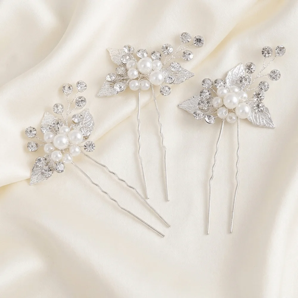 2/4/5Pcs Rhinestone Bridal Hair Accessories Crystal Sparkling Wedding Hair Pins Flower Pattern Elegant Bride Headpiece Set Bride