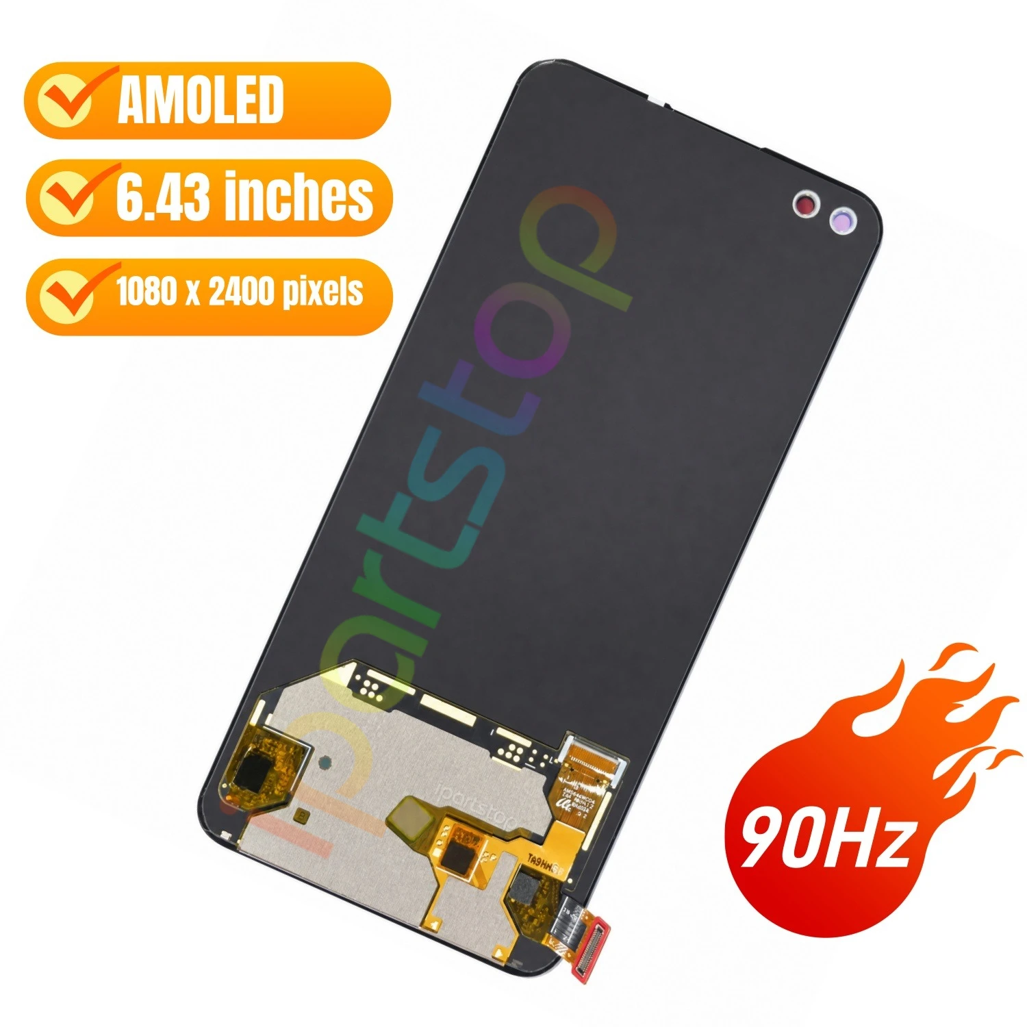 iParts Replacement Display for Oppo Reno5 5G PEGM00 PEGT00 CPH2145 4G CPH2159 90Hz AMOLED Touch Screen with Frame Assembly OEM