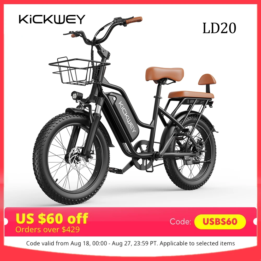 Kickwey LD20 vélo électrique adulte 1500w 32MPH 48V20ah vélo électrique de montagne 20 pouces gros pneu moto E vélo