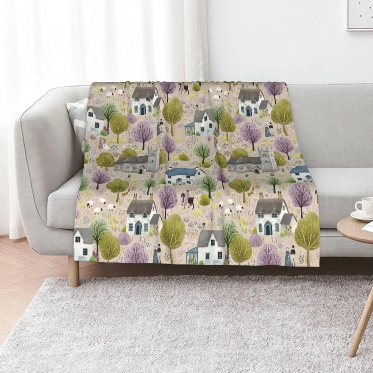 English Cottages Throw Blanket for winter Winter beds Flannel Thins christmas decoration Cute Plaid Blankets