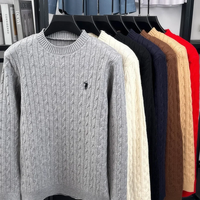 Hochwertige Casual Rundhalspullover Herren Herbst Winter neue Persönlichkeit Zipper Design Luxusmarke Golf Pony Stickerei Mode Stricken Sweater – Detail 2