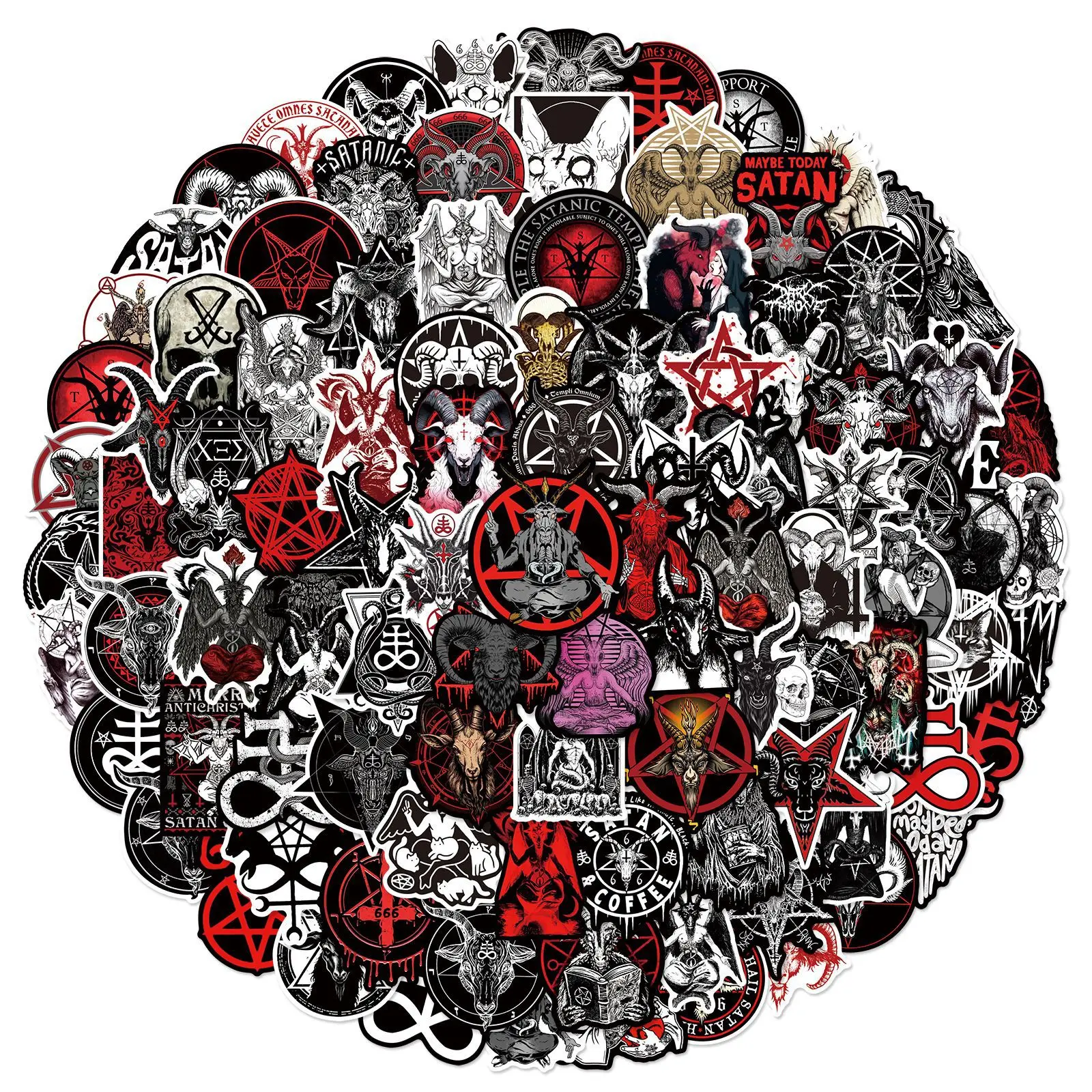 100Pcs Mixed Devil Satan Stickers Demon Satan for Travel Luggage Phone Laptop Suitcase Skateboard Motorcycle Helmet Decals