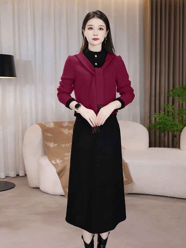 

Элегантное женское платье с длинным рукавом, модное, приталенное, А-силуэт, с завышенной талией, из полиэстера, весна 2026 JT0277