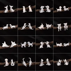 Lovely Dog Cat Earrings Women Multiple Stainless Steel Earings Fashion Jewelry Dachshunds Corgi Kitten Ear Studs Girl Funny Gift