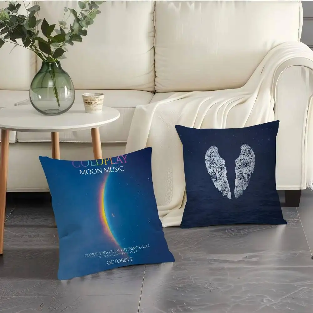 Band C-Coldplay Moon Music Double-sided Printed pillow cover Short plush Suitable living rooms bedrooms sofa throw cushion cover