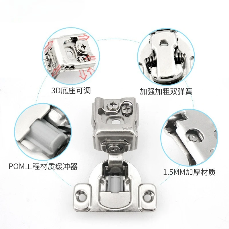 2Pcs Silver Swing Hinges With Screws Multi-size Accessories Fit for Doors Kitchen Bathroom Cabinets American Face Frame Cabinet