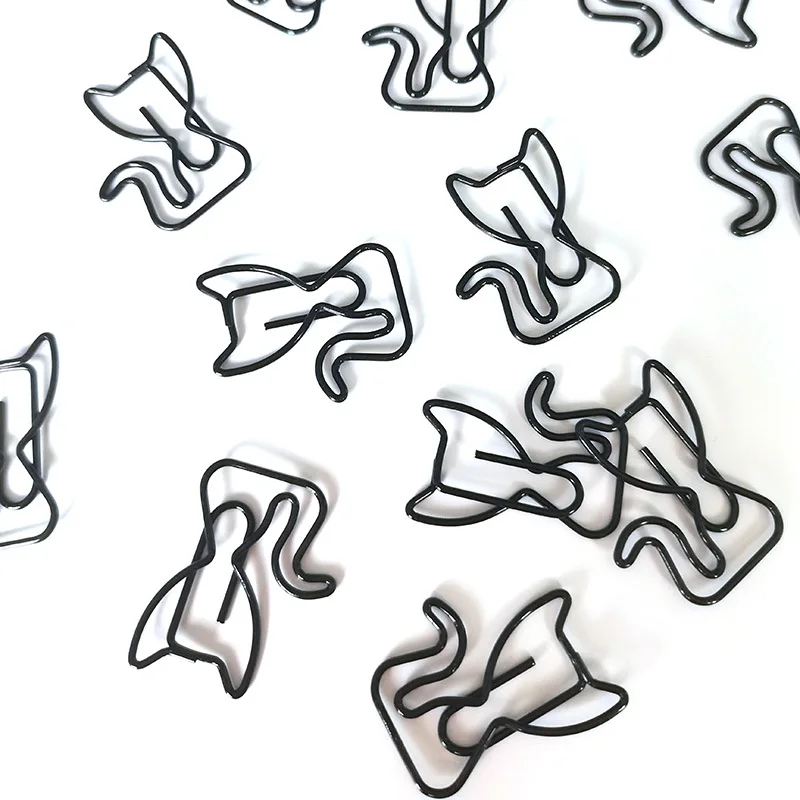 20/50 Buah Klip Kertas Hewan Kartun Berbentuk Kucing Klip Kertas Kucing Hitam Warna-warni Pembatas Buku Logam Aksesori Perencana Kertas Lucu