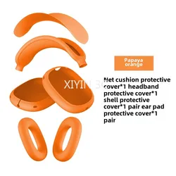 Four in one Orange Color Silicone Protective Cover TPU Case Suitable for 2025 New AirPods Max/2 headset anti fall and dust-proof