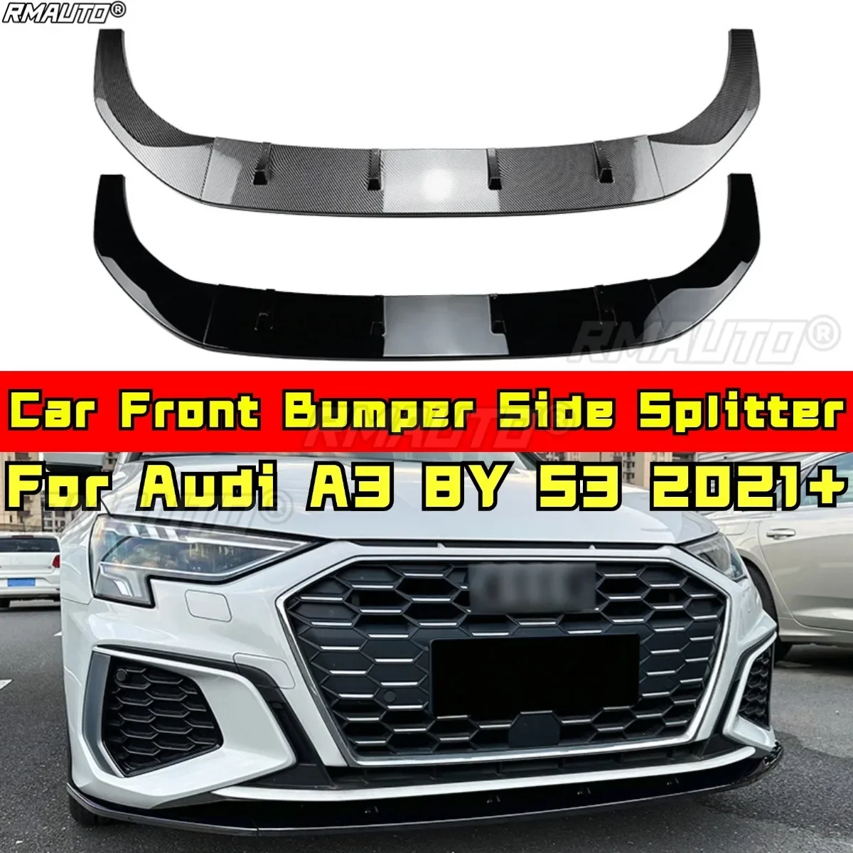 

Front Bumper Splitter Front Bumper Diffuser Lip Protector Cover for Audi A3 8Y S3 2021+ Car Accessories Modification Part