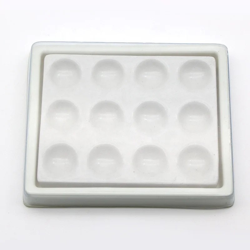 Laboratory Porcelain Glaze Mixing Watering Moisturizing Wet Tray Plate 12 Pits Ceramic Palette