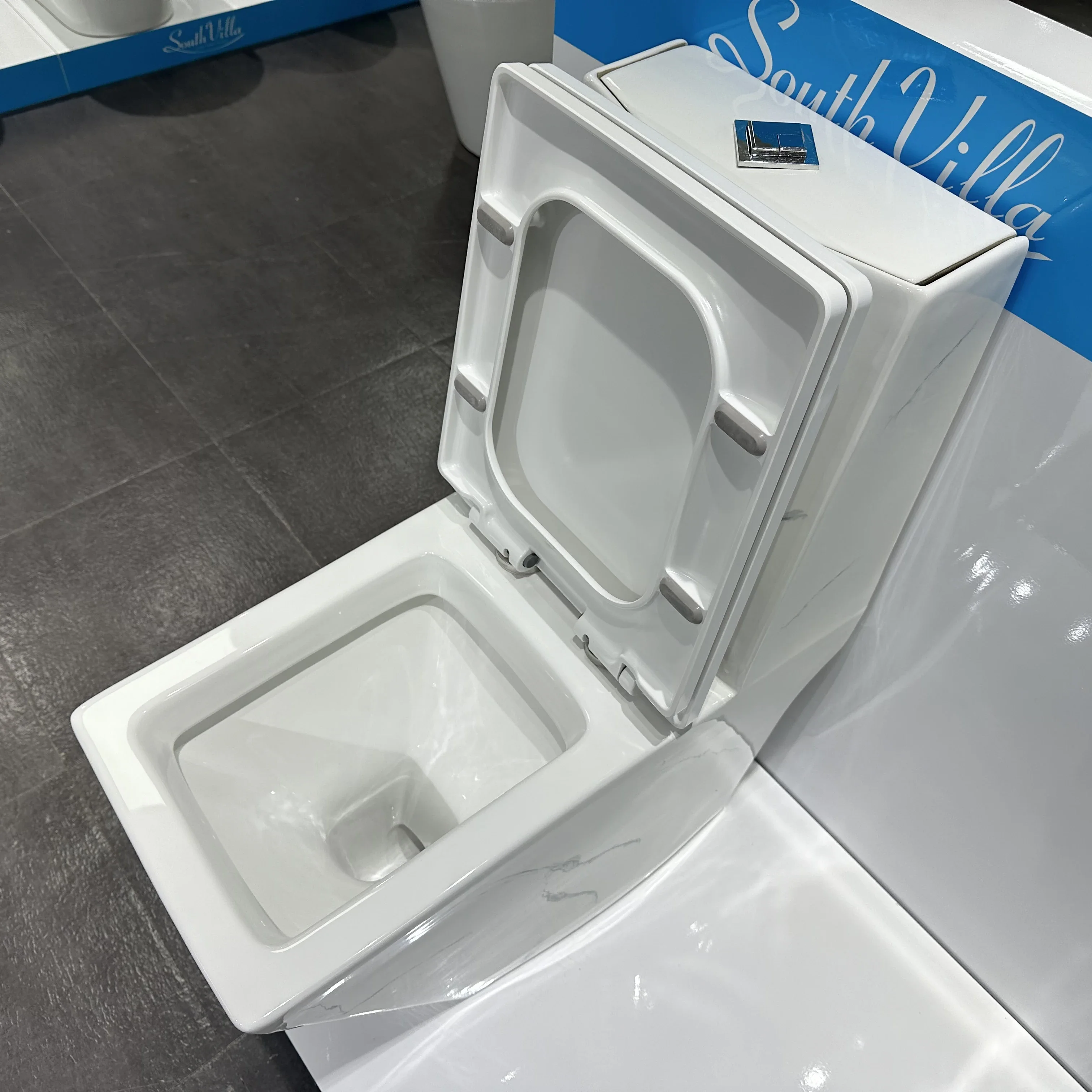 Diamond shape marble white color wc  water closet bathroom one piece toilet bowl ceramic floor mounted toilet commode