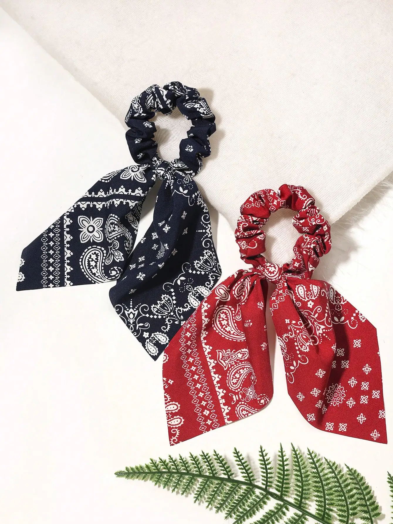 2 قطعة/المجموعة البوهيمي نمط بيزلي الشعر Scrunchie وربطة شعر، ربطة شعر، إكسسوارات الشعر، أصحاب ذيل الحصان، مطاط الشعر، فرك الشعر