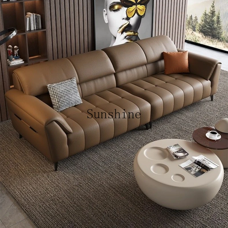 Italian minimalist modern living room small apartment straight row first layer cowhide piano key sofa