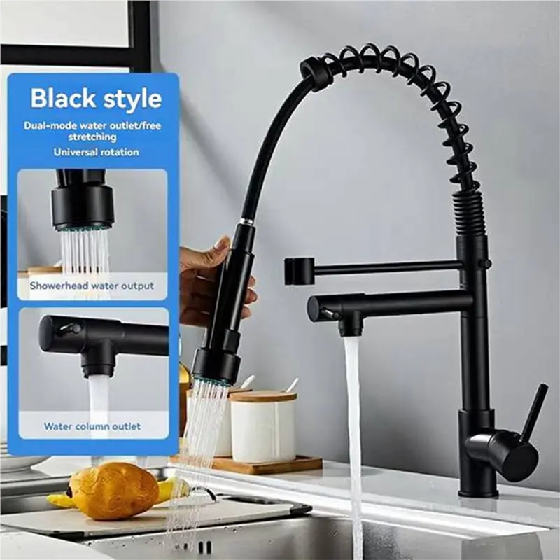 Kitchen Faucet With Pull Down Sprayers Commercial Style Dual-Mode Sprays Kitchen Sink Faucet With Swivel Spout-[No.59 Pet]