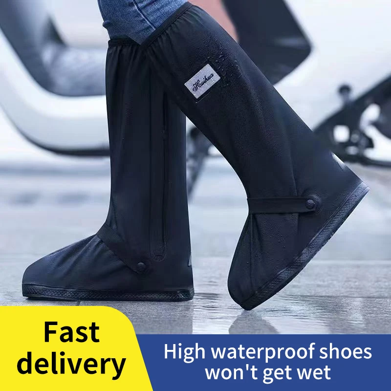 Thicken High Tube Outdoor Camping Waterproof Shoes Reusable Motorcycle Cycling Bike Rain Boot Shoes Covers Rainproof Shoes Cover