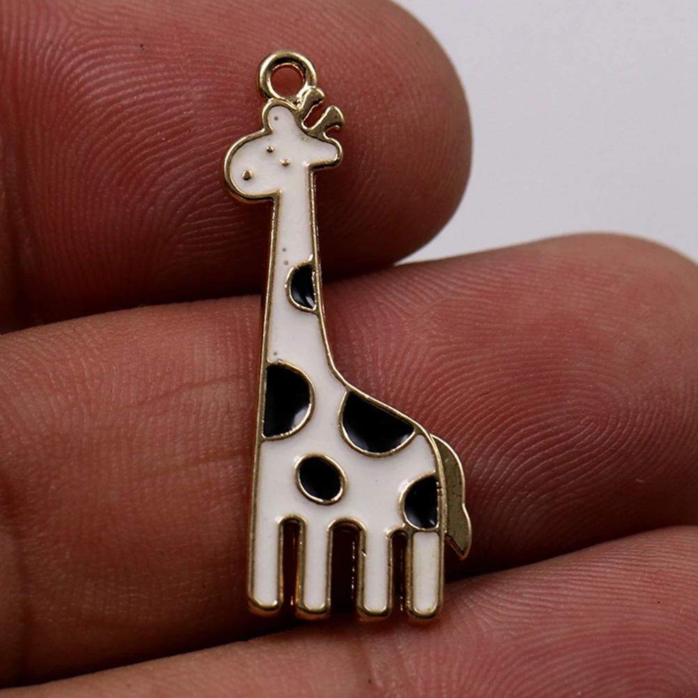 

10pcs Alloy Giraffe Pendants Charms Diy Jewelry Making Accessories Earrings Necklaces White Durable Stylish Unique Design