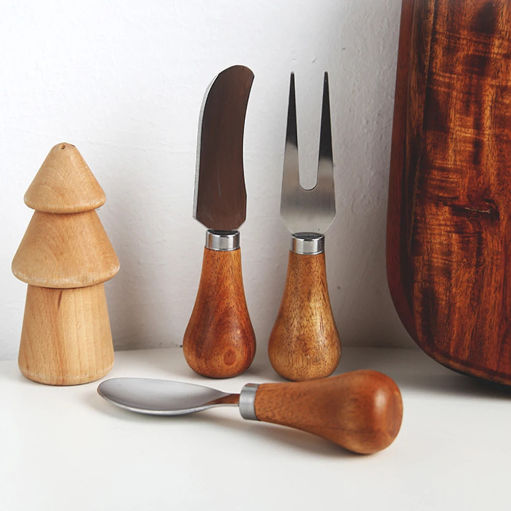 

1 set Cheese Knife Set Stainless Steel Wood Portable Kitchen Tool Charcuterie Accessories Cheese Spreader Utensils Perfect Gift