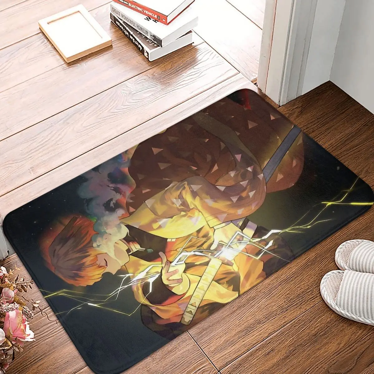 

Demon Slayer Kimetsu No Yaiba Anime Non-slip Doormat Zenitsu Bath Bedroom Mat Welcome Carpet Flannel Modern Decor