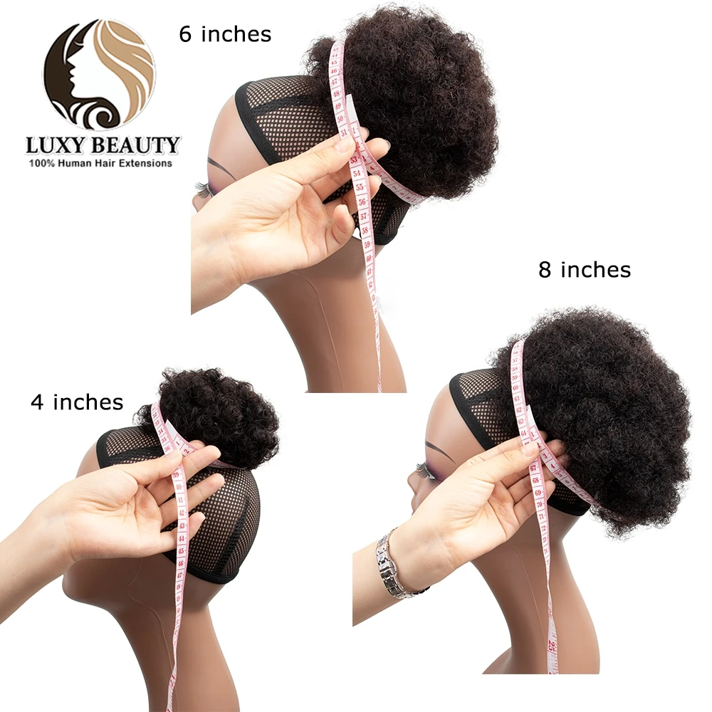 Human Hair High Puff Afro Curly Drawstring Ponytail For Black Women Short Clip In Natural Machine Made Remy Afro Kinky Pony Tail