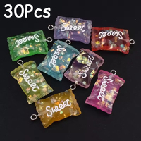 10/30pcs Random Mix Candy Sugar Resin Charms Bulk Halloween Christmas Jewelry Make DIY Accessory