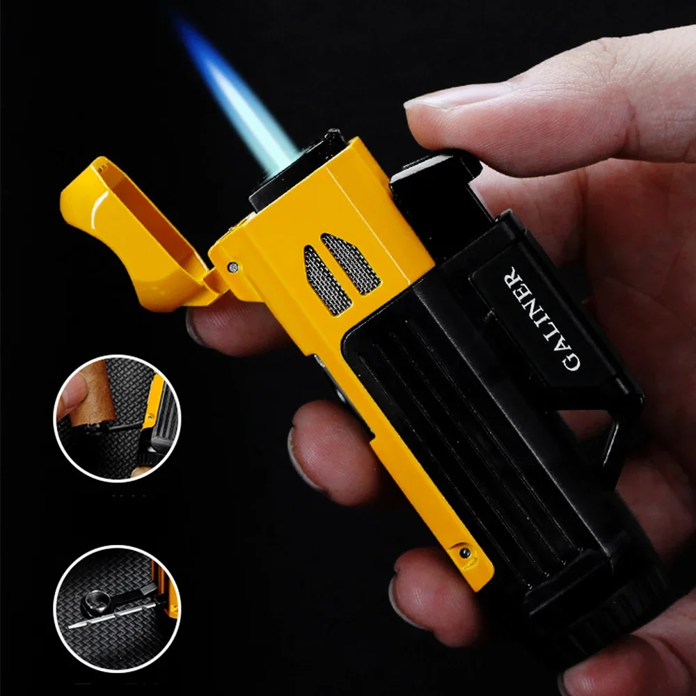 GALINER Metal Cigar Lighter With Punch Cutter Cigar Ashtray Portable Butane Gas Torch Jet Lighters Cigar Cutter