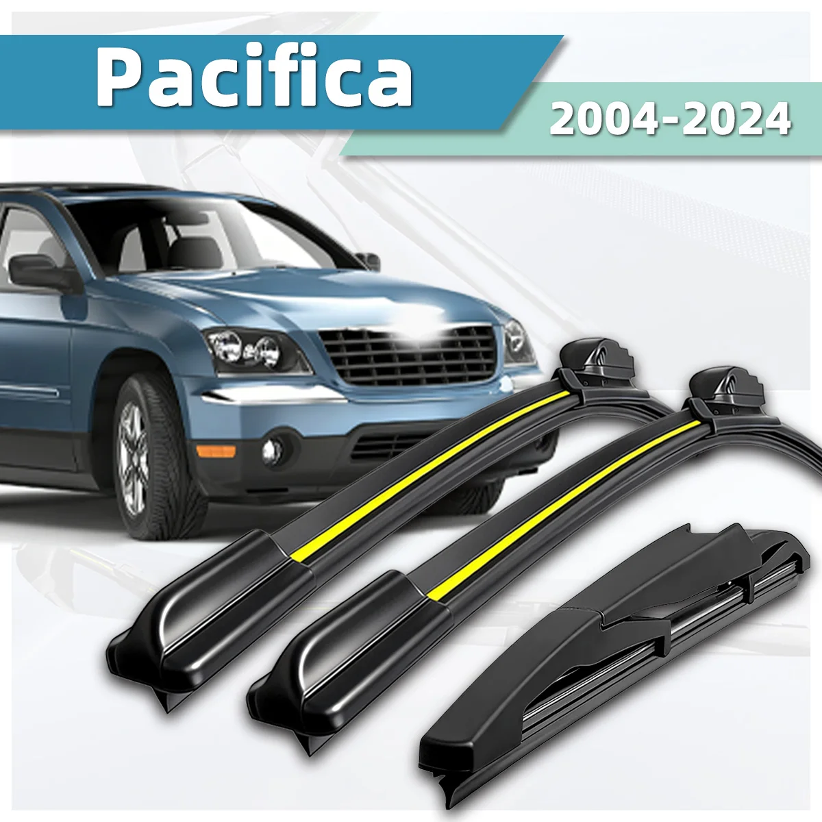 Wischer geeignet für Chrysler Pacifica 2004-2024, Naturkautschukstreifen-Zubehör, Auto-Front- und Heckwischer 2008 2012 2017 2022