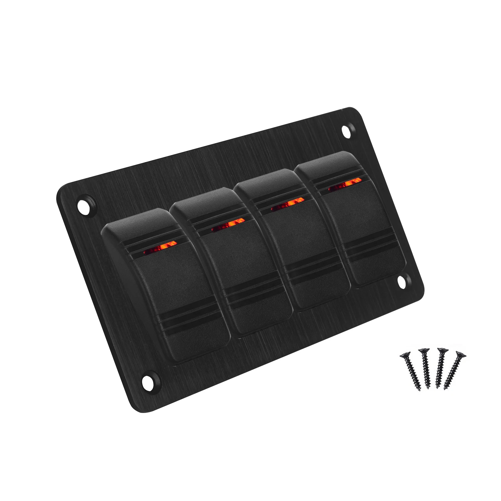 4 عصابة الألومنيوم الروك التبديل لوحة 3 دبوس SPST ON/OFF قبل السلكية 12 فولت 20A / 24 فولت 10A مع 1 ضوء ل البحرية قارب سيارة ATV UTV