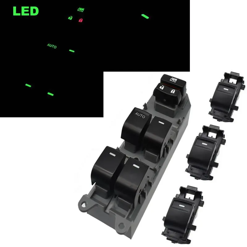 Lighted LED Power Single Window Switch set For Toyota RAV4 RAV 4 Camry Corolla Yaris Cruiser Vios Left driving Green light