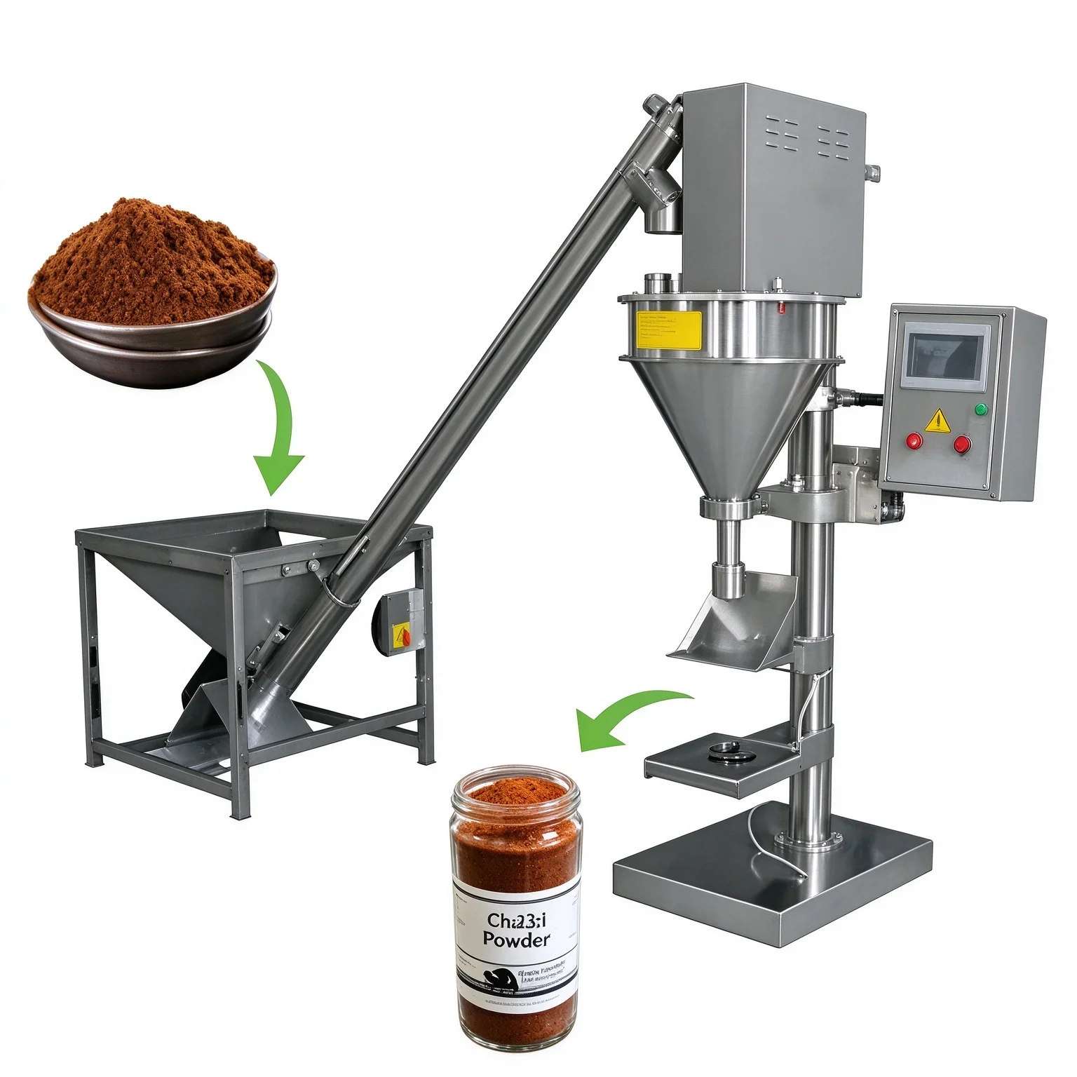 Vertical Semi Automatic Powder Packing Machine Auger Filler 50-2500g Stainless Steel for Feed Chemical Fine Powder Bag Filling