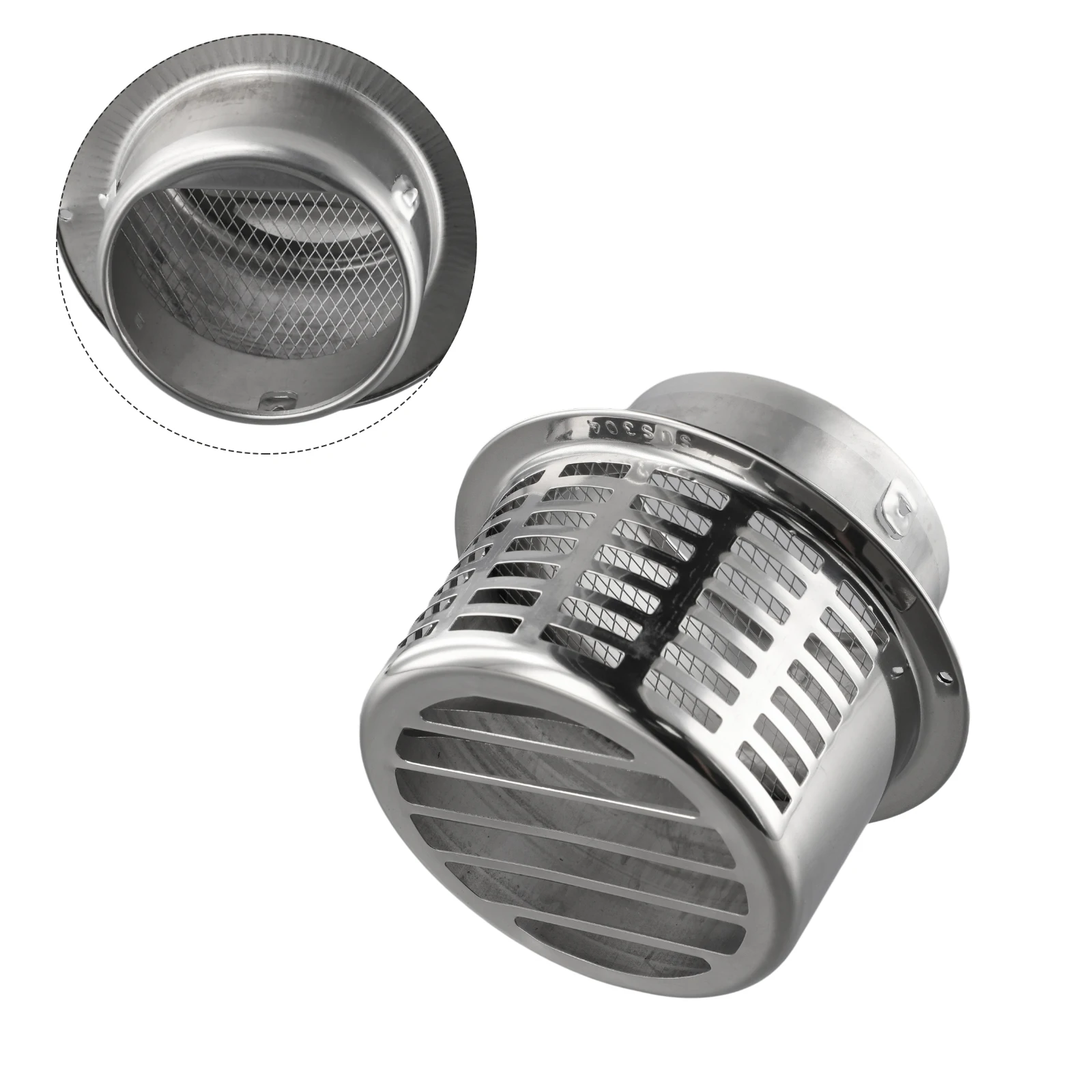 Exterior Wall Chimney Cap for Water Heater Exhaust Vent Made of Stainless Steel with Spring Barb Fixing and Guard Screen