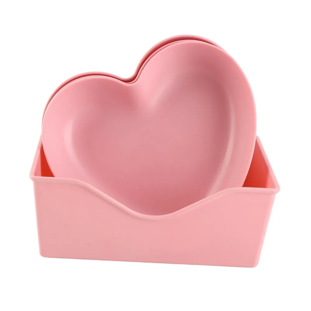 10Pcs Resin Fruit Tray Smooth Heart Shaped Outline Serving Platter Raised Edge Light Weight Decor Tray Party Table Setup