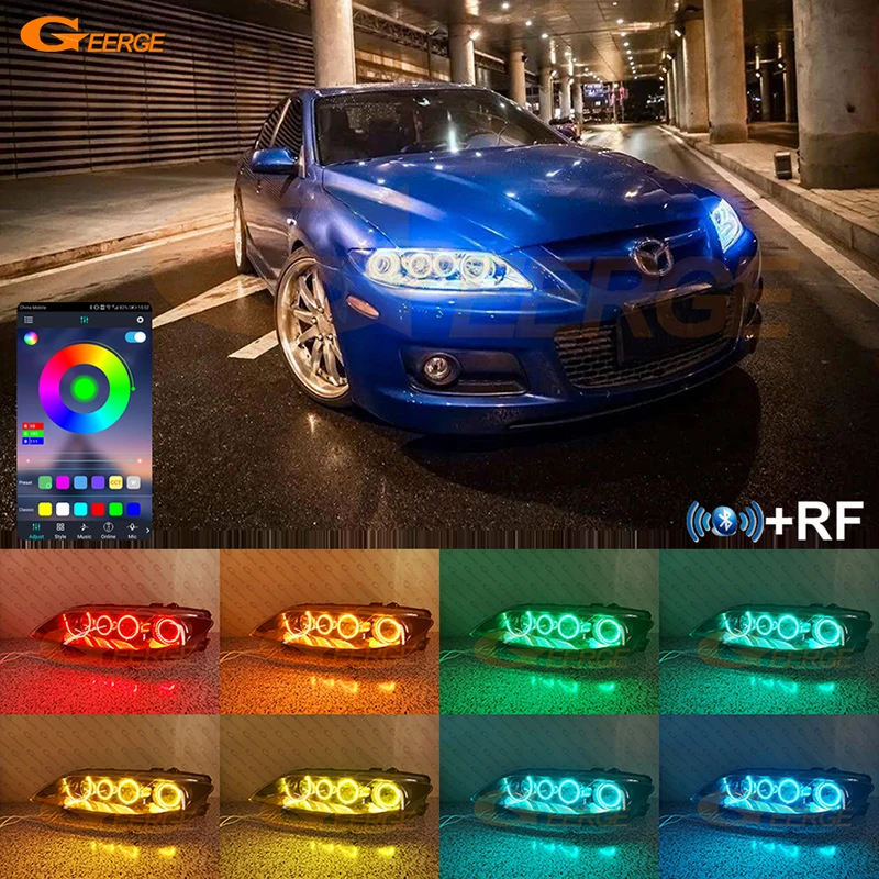 

For Mazda 6 Mazda6 Mazdaspeed 6 MS6 GG 2002 - 2007 2008 Bluetooth APP Ultra Bright Multi Color RGB LED Angel Eyes Kit Halo Rings