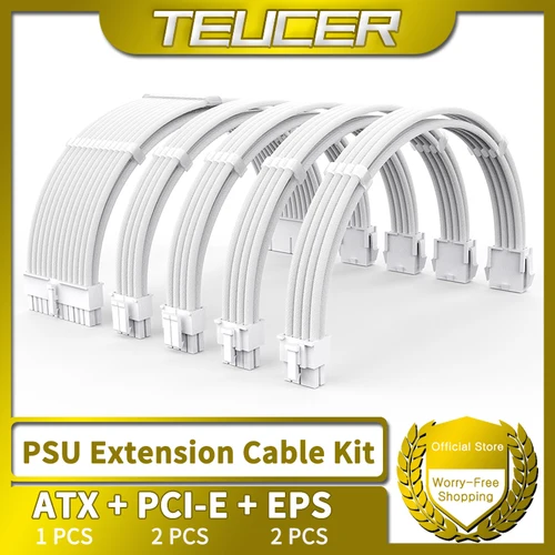 TEUCER-Kit de Cable de extensión PSU serie TC-35, Combo sólido de 350mm, ATX24Pin, PCI-E8Pin, CPU8Pin con peines