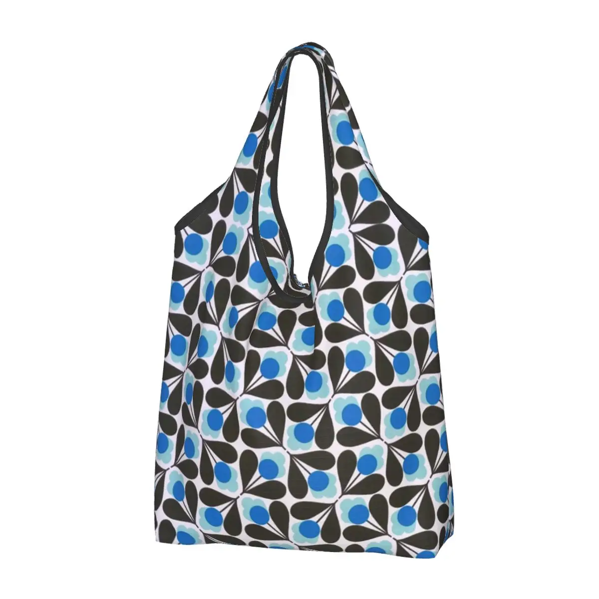 Fashion Kiely Blue Floral Scandinavian Shopping Tote Bags Portable Orla Kiely Mid Century Modern Grocery Shoulder Shopper Bag