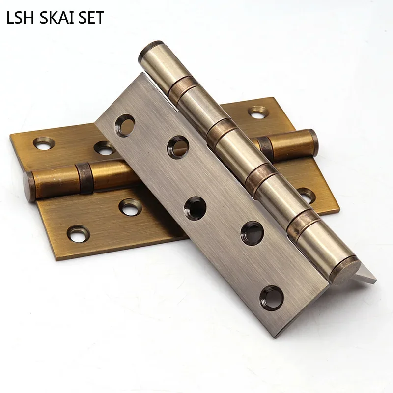 2Pc 4 Inches Silent Bearing Hinge Door Butt Hinges Furniture Hardware Accessories Stainless Steel Flat Thick High Quality Hinge