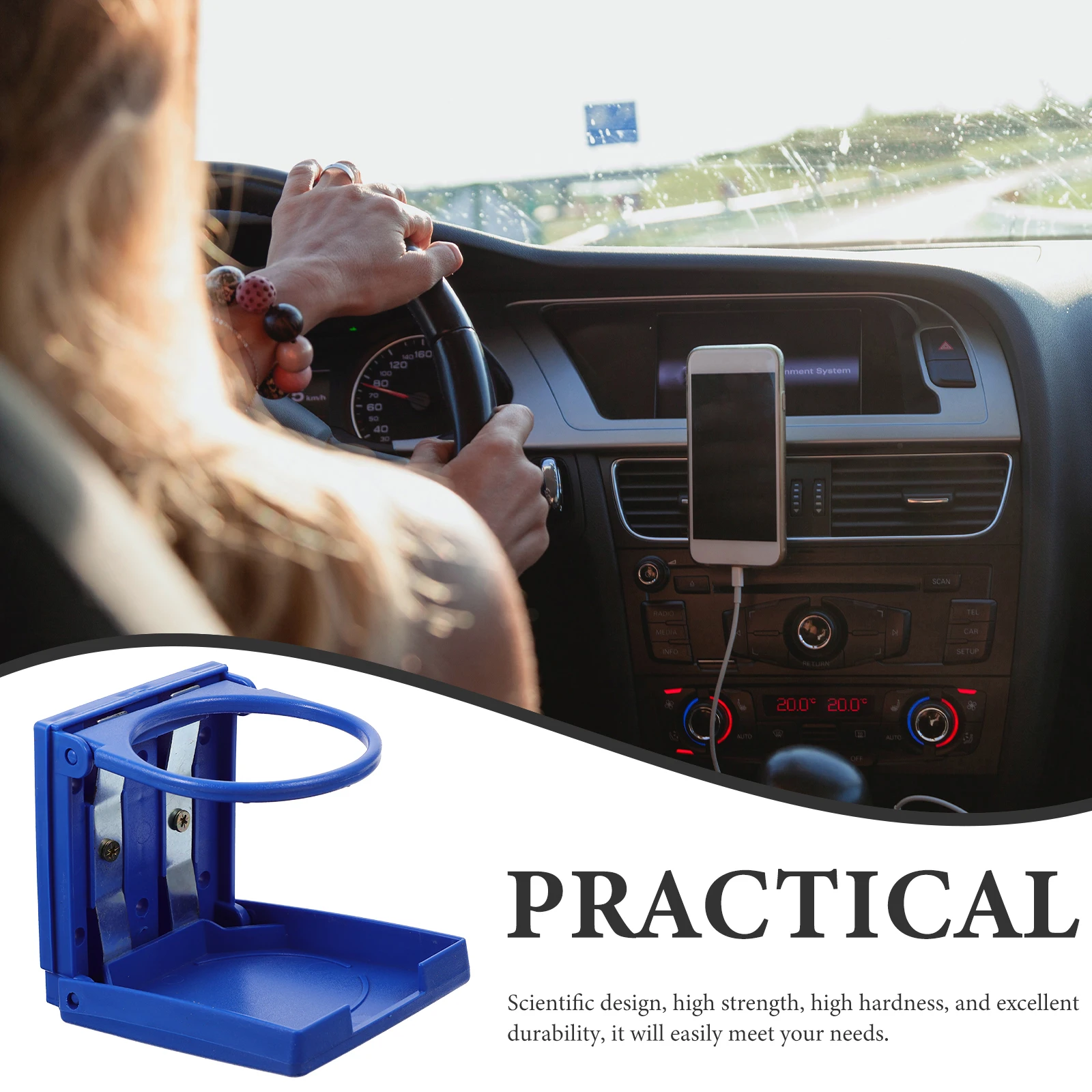 

2Pcs Foldable Car Cup Holder Adjustable Auto Bottle Stand Drink Holder Vehicle Water Cup Organizer Durable Folding Car Accessory