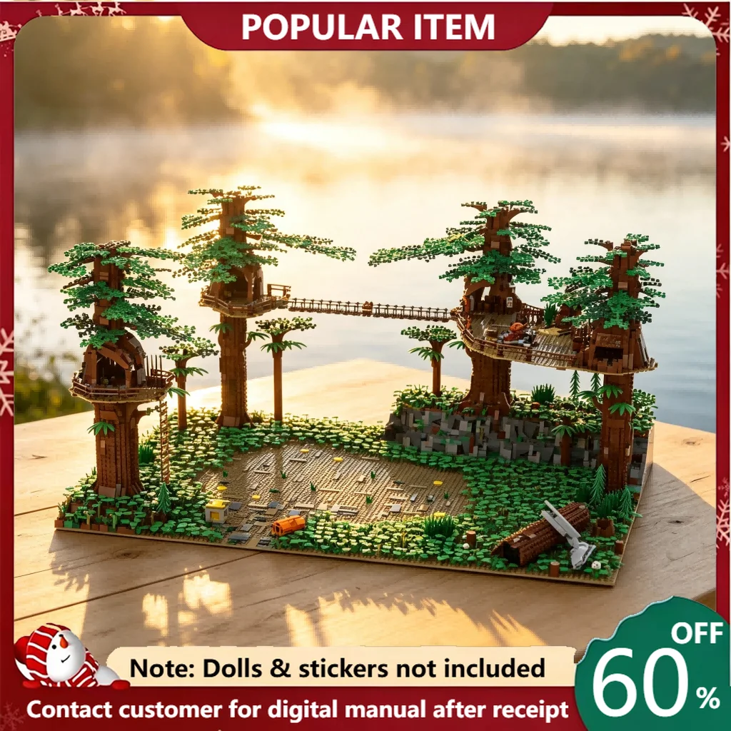 5593PCS MOC Star Battle Forest Tree Village Diorama Building Blocks Tree House Base Scene DIY Assembly Large Display Bricks Set