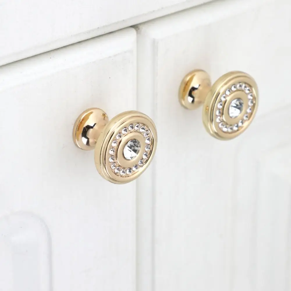 Single Hole Diamond Crystal Handle Wear Resistant Moisture-proof Light Luxury Door Knob Zinc Alloy Shiny Door Pull Handle