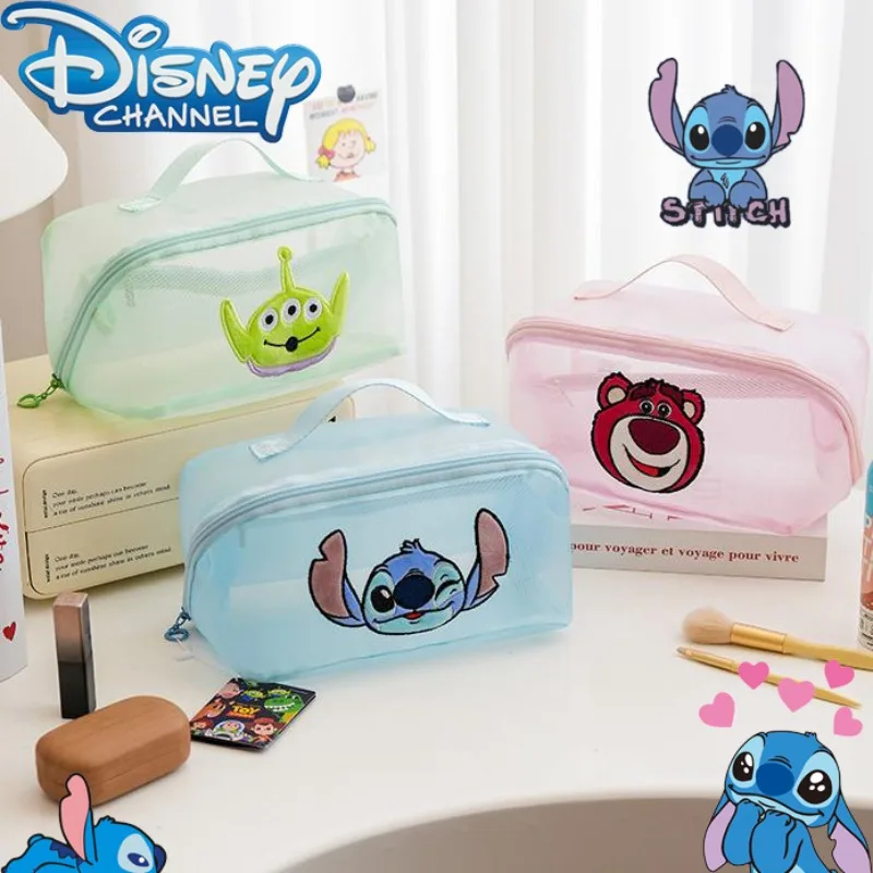 

Disney Stitch Multifunctional Mesh Cosmetic Bags Anime Lotso Large Capacity High-Looking Portable Travel Toiletries Storage Bags